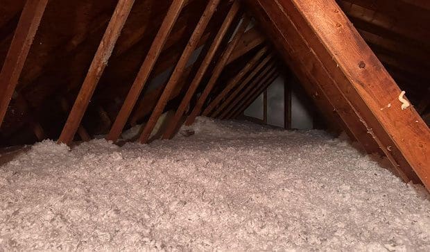 Attic insulation with exposed rafters