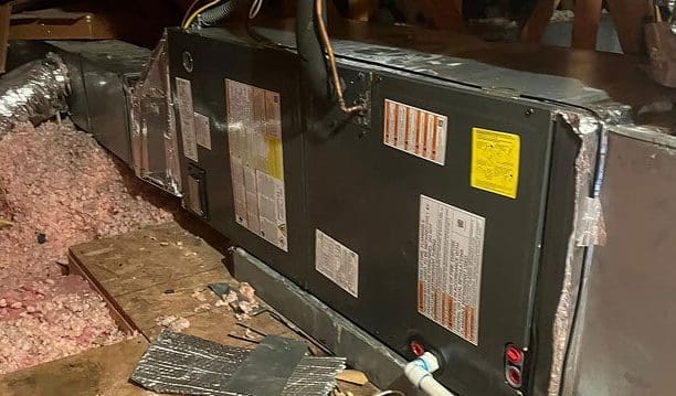 HVAC unit installation in crawlspace