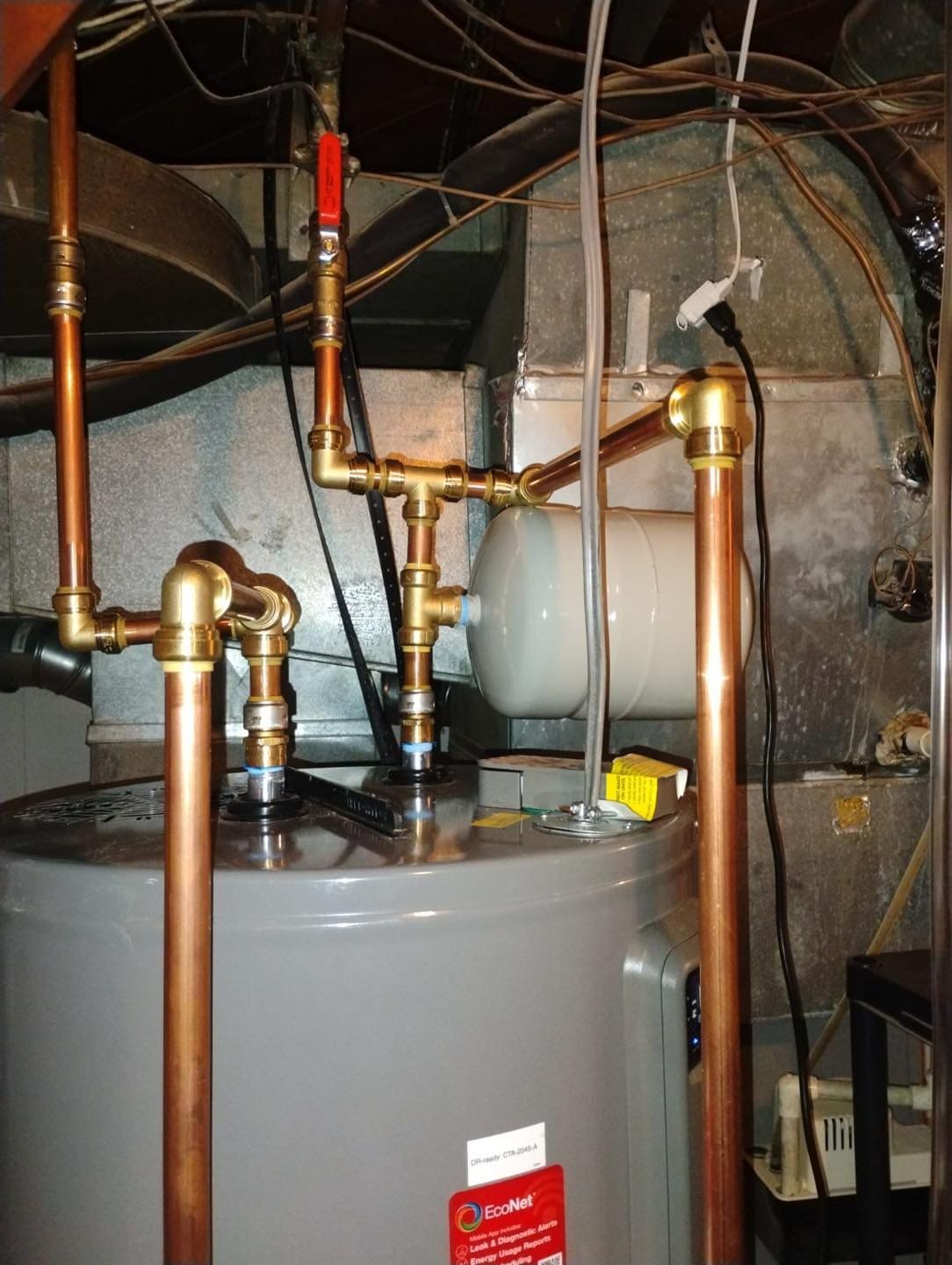 Copper piping for water heater installation