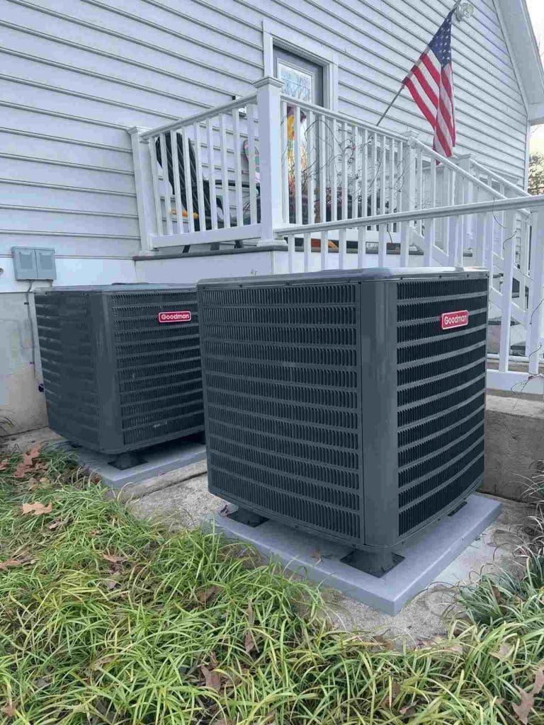 New HVAC system being installed in a Baltimore home during spring